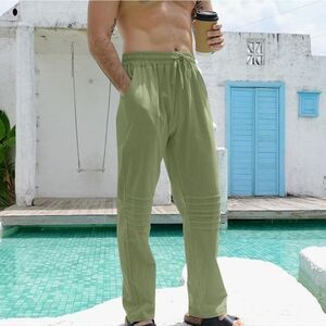 🗨🩵⏭️NWT Olive Linen Pants Men's Size 2XL